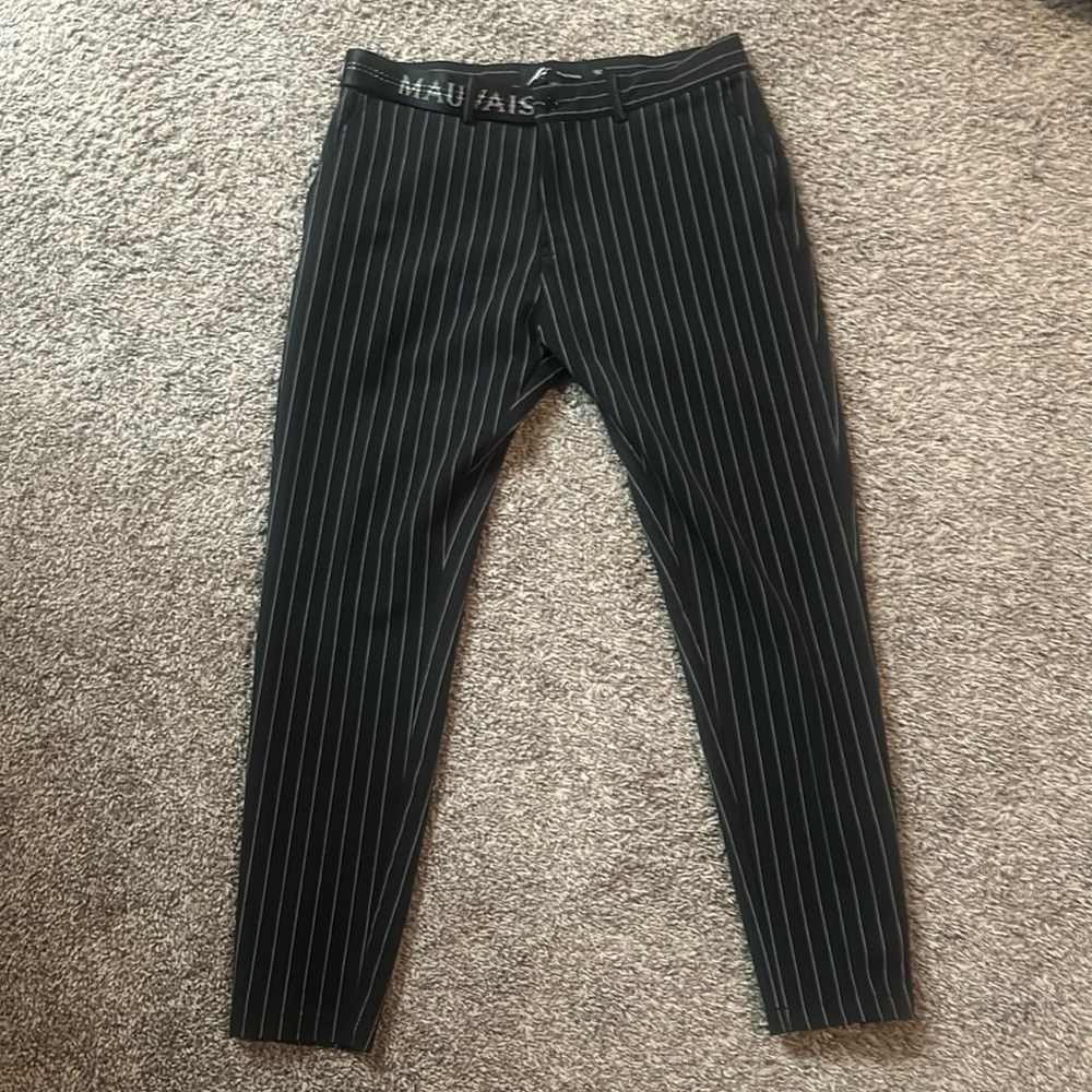 Black Pinstripe Trousers (W30)